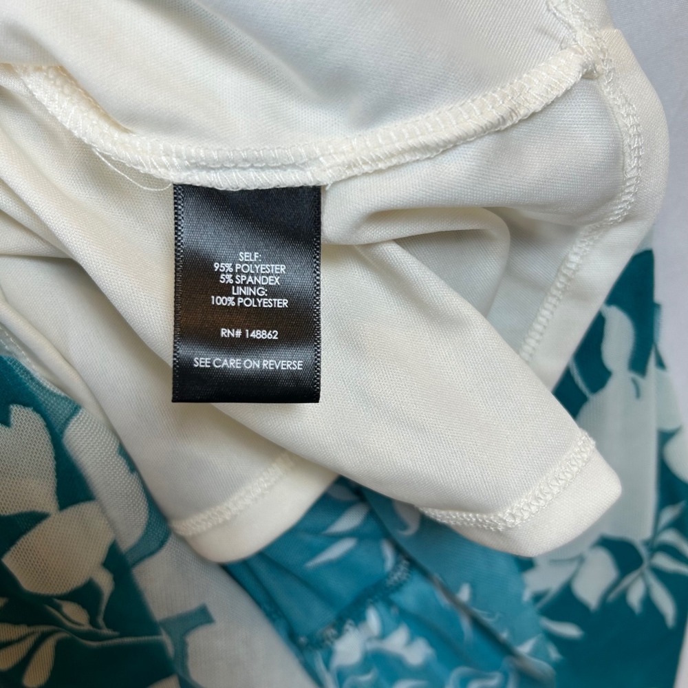 NEW Torrid Teal Shadow Floral Mesh Asymmetrical Ruffle Skater Midi Dress 2X - Picture 4 of 13